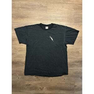 Vintage Three Olives Vodka Jerzees T-Shirt Mens XL Black Graphic Drink Fun Party